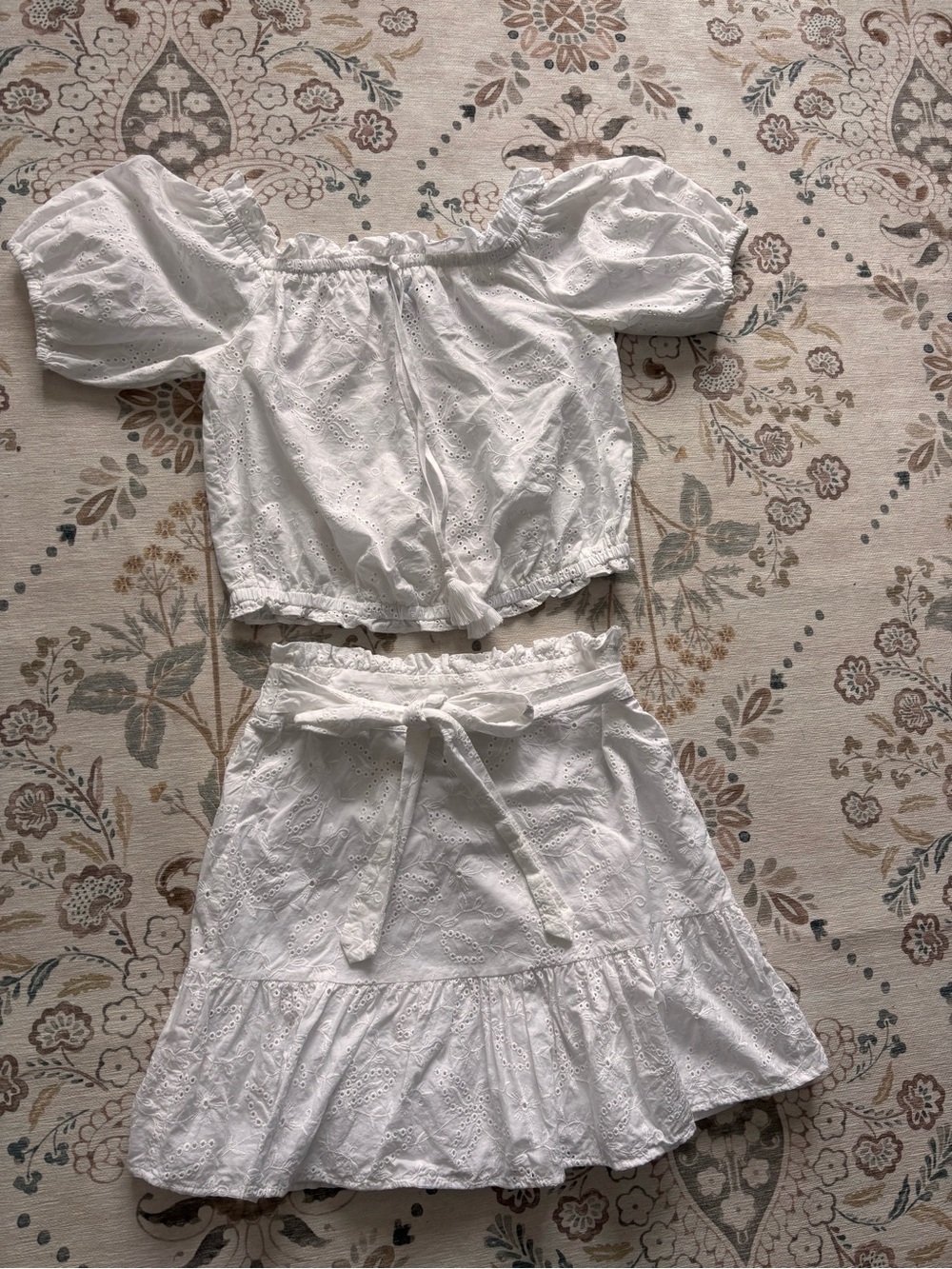 INC White Eyelet Two-Piece Dress Set
